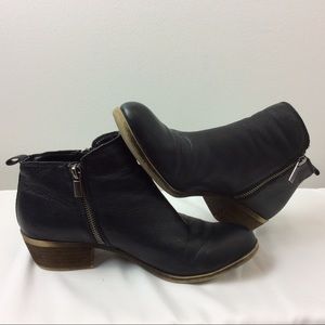 LUCKY BRAND Black Leather Ankle Booties Size 8.5M